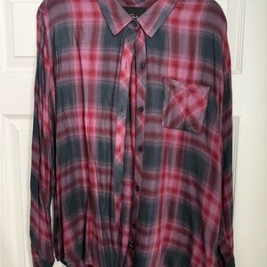 Rails Hunter Dusty Mauve Evergreen Plaid Women’s Button Down Shirt